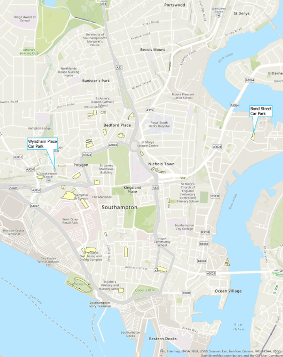 Map of impacted car parks