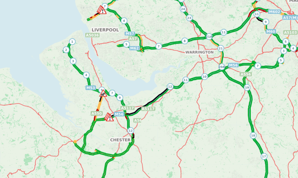 map of M56 traffic