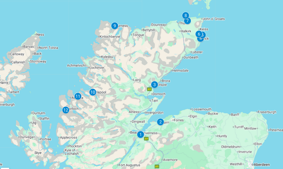 Map of motorhome parking spots