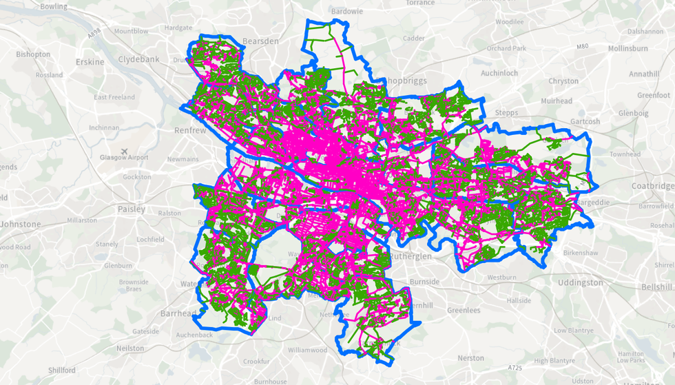Map of pavement parking enforcement in Glasgow
