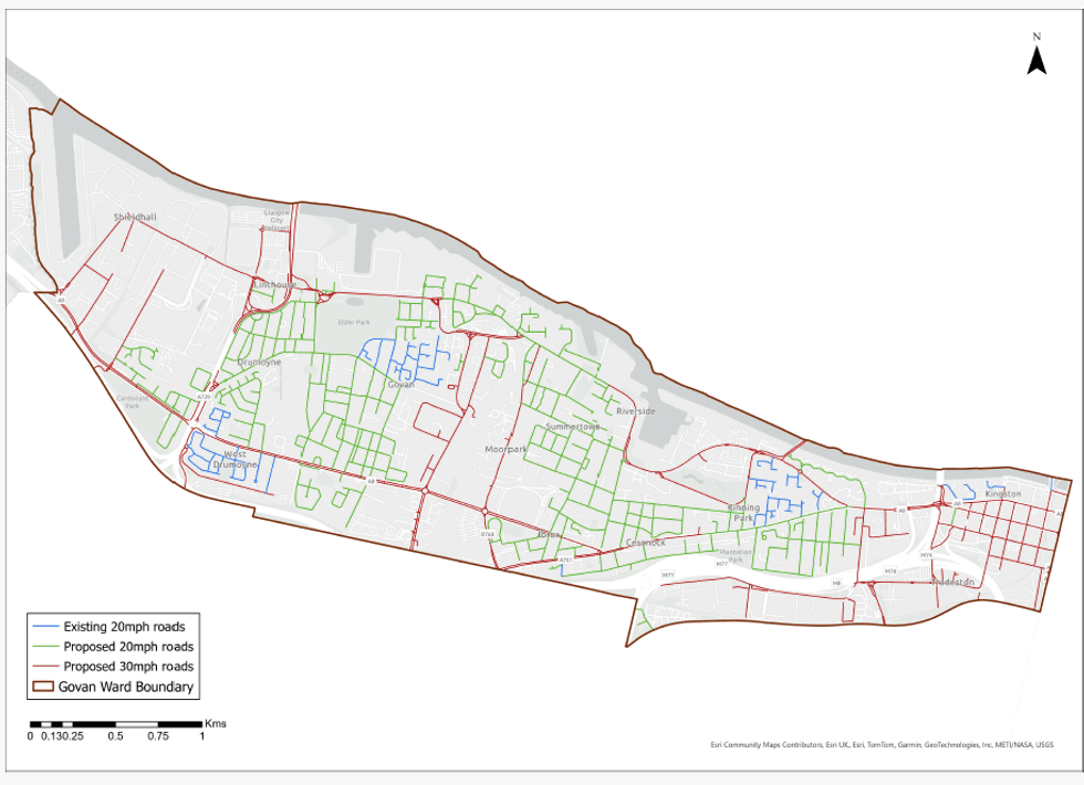 Map of proposed 20mph road changes
