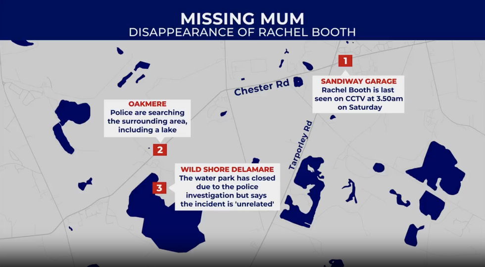 Map of Rachel Booth disappearance