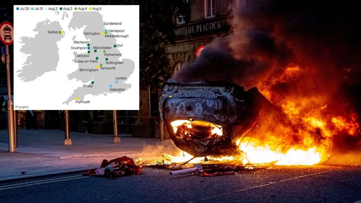 Map of rioting places and car set on fire in Sunderland