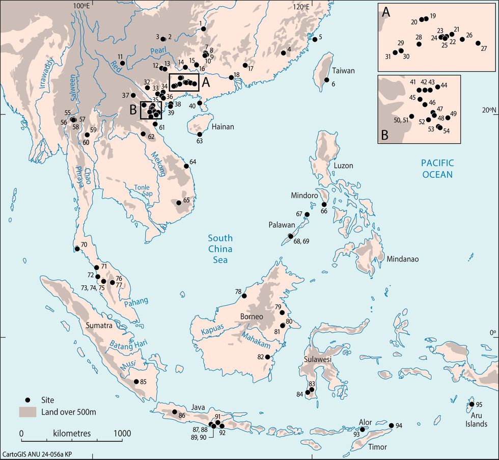 Map of the sites uncovered