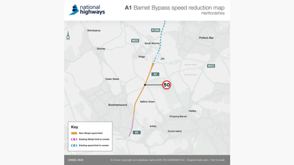 Map of the speed reductions