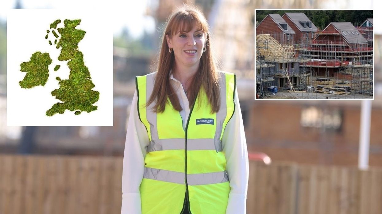 Map of the UK, Angela Rayner and a building site