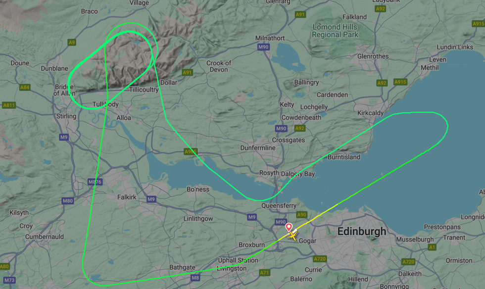 Map showing British Airways flight emergency landing