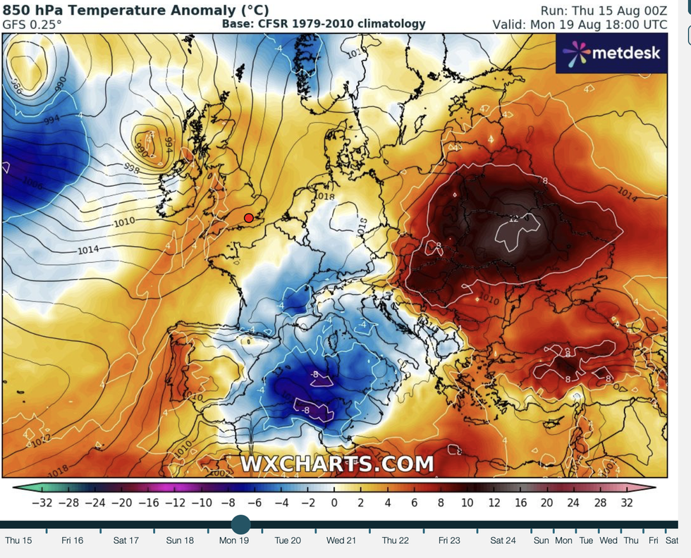 Map shows jet stream to bring sultry blast