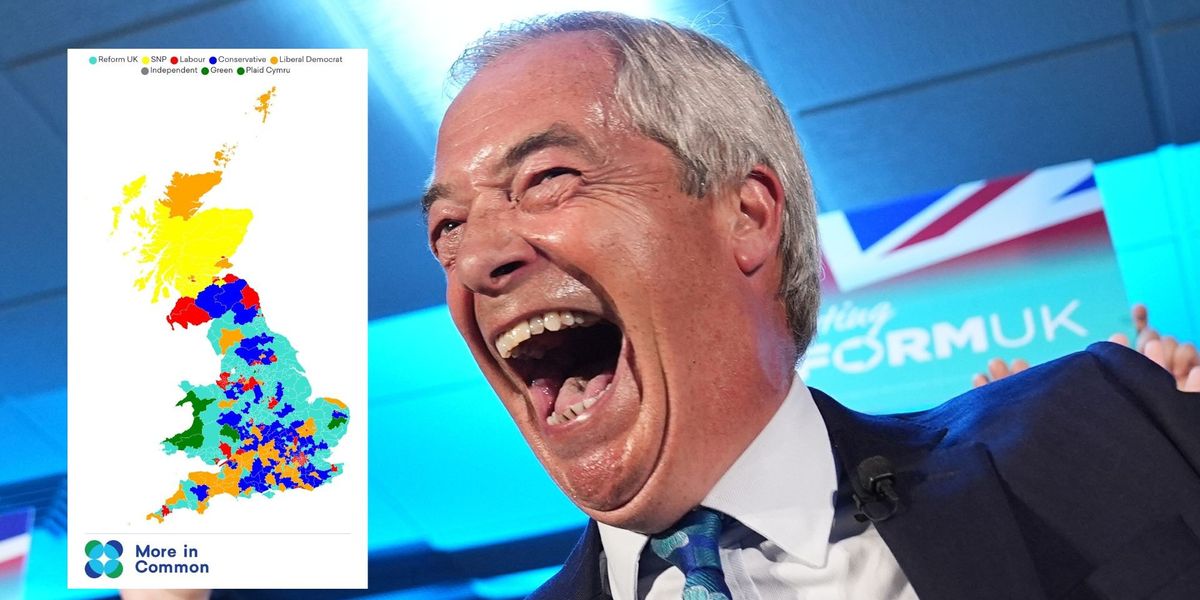 NextImg:MAPPED: All 223 Labour seats that could be directly stolen by Reform as Nigel Farage handed new polling victory