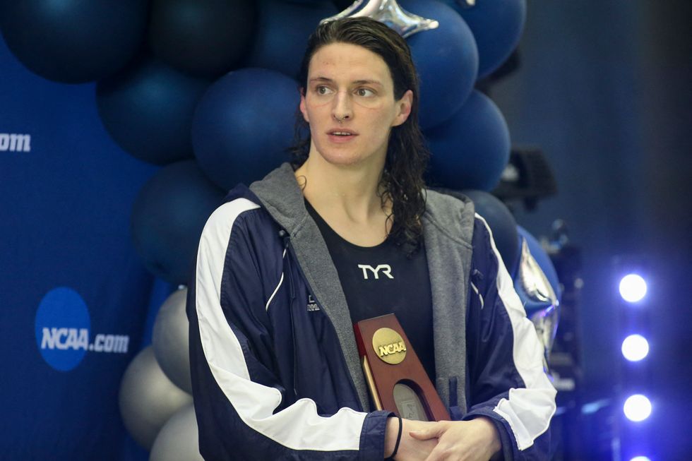 Mar 19, 2022; Atlanta, Georgia, USA; Penn Quakers swimmer Lia Thomas finishes eighth in the 100 free at the NCAA Swimming & Diving Championships at Georgia Tech. Mandatory Credit: Brett Davis-USA TODAY Sports