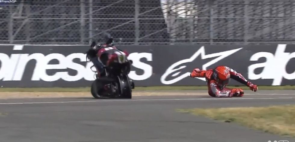Marc Marquez has suffered a broken foot after the crash, missing his home race the following weekend
