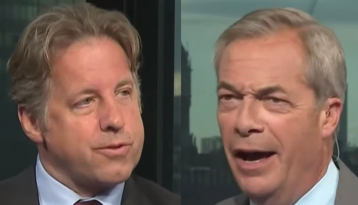 Marcus Fysh speaking to Nigel Farage