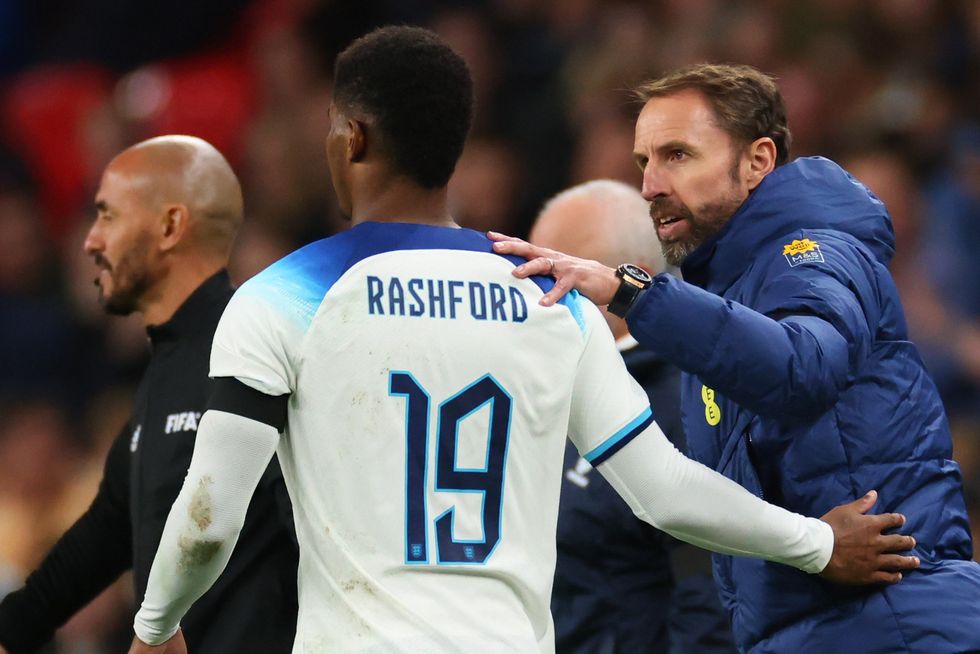 Marcus Rashford and Gareth Southgate