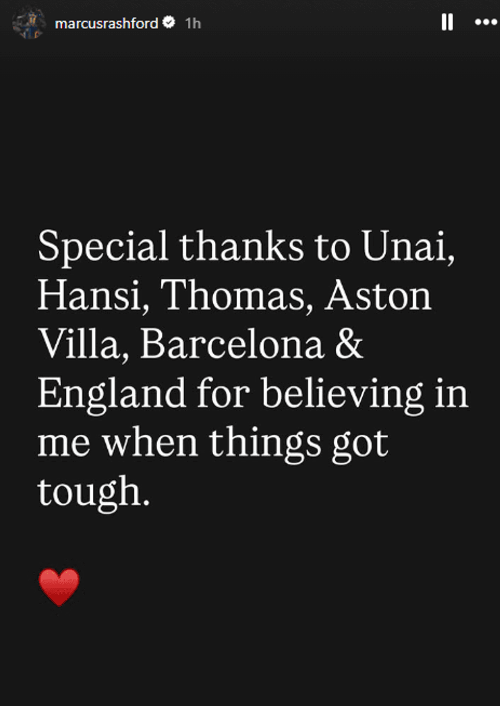 Marcus Rashford Instagram post