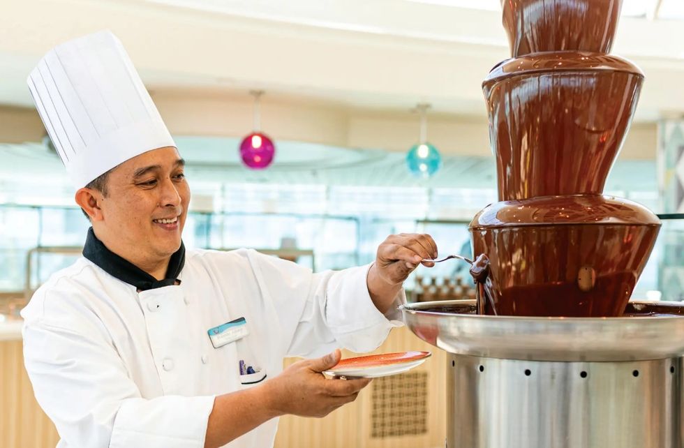 Marella Cruises chef chocolate fountain