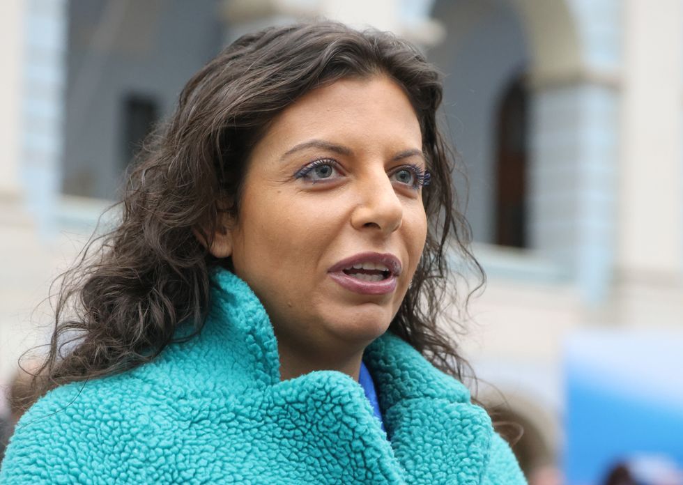 Margarita Simonyan speaks during a meeting of Putin's supporters ahead of 2024 Presidential Elections