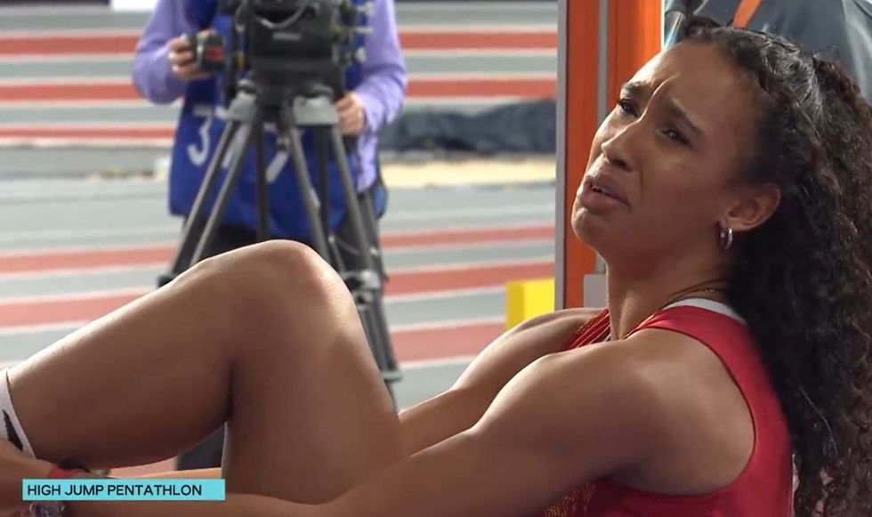 Maria Vicente immediately pulled up during her run up on the high jump