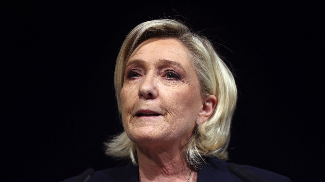 Marine Le Pen, French far-right leader and far-right Rassemblement National (National Rally - RN) party candidate, deliver a speech after partial results in the first round of the early French parliamentary elections in Henin-Beaumont