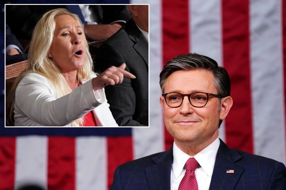 Marjorie Taylor Greene and Mike Johnson