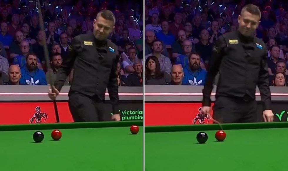 Mark Selby thwacked the table with his snooker cue in fury
