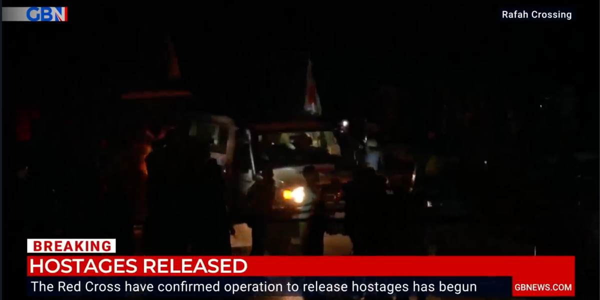 NextImg:WATCH: Israeli hostages in the Gaza strip handed over to officials by Hamas after weeks long ordeal