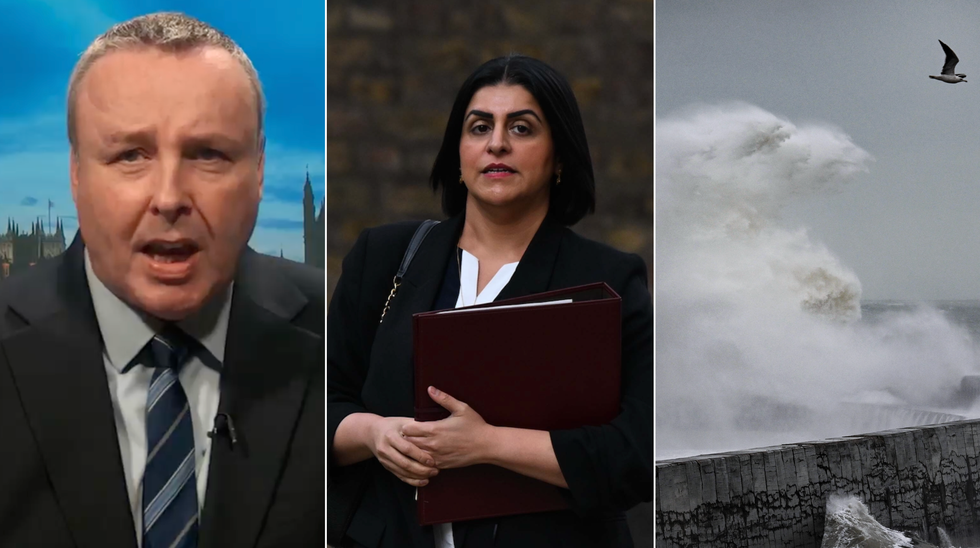 Mark White (left), Shabana Mahmood (middle), Dover storm (right)