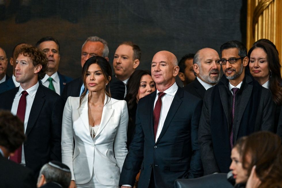 Mark Zuckerberg, Lauren Sanchez and Jeff Bezos