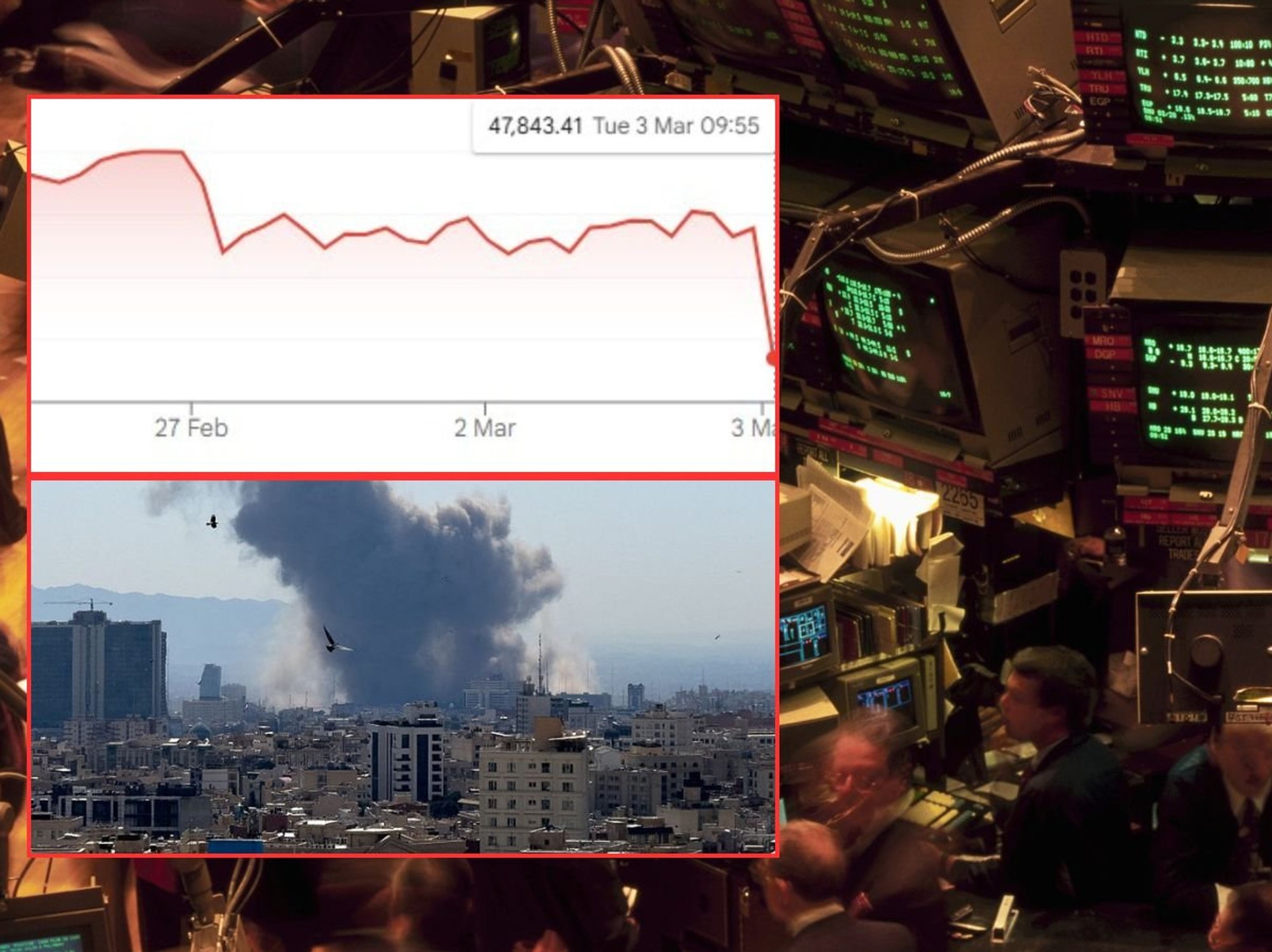Market traders, Tehran and Dow Jones