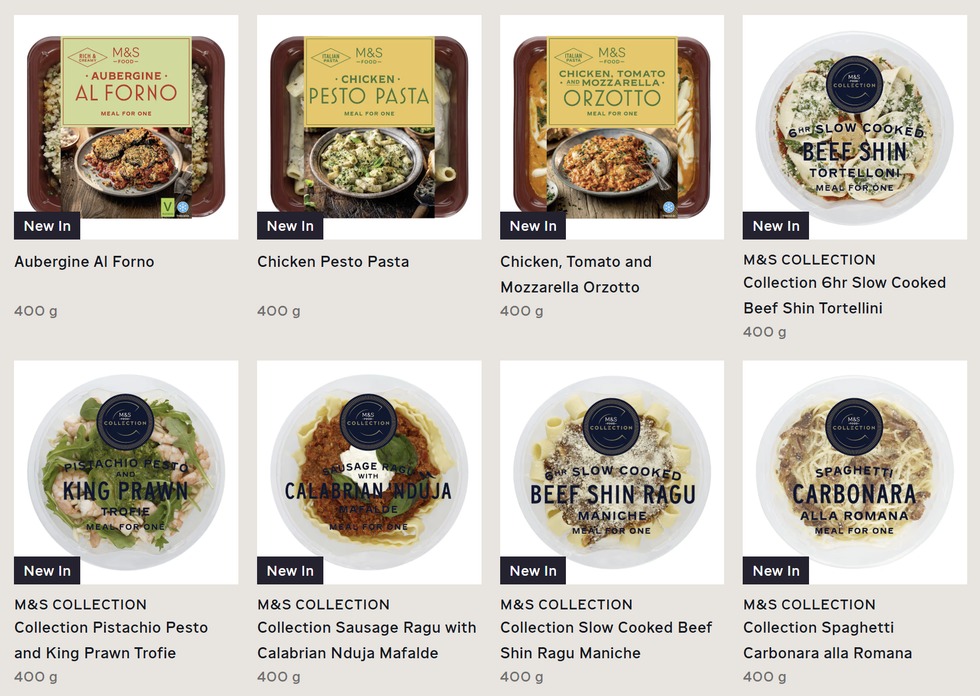 Marks & Spencer ready meal range