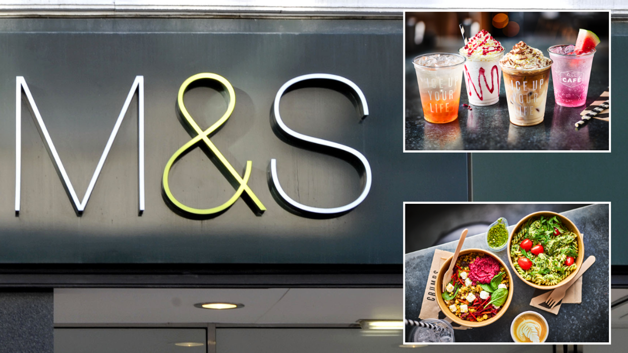 Marks & Spencer sign / M&S drinks and salads