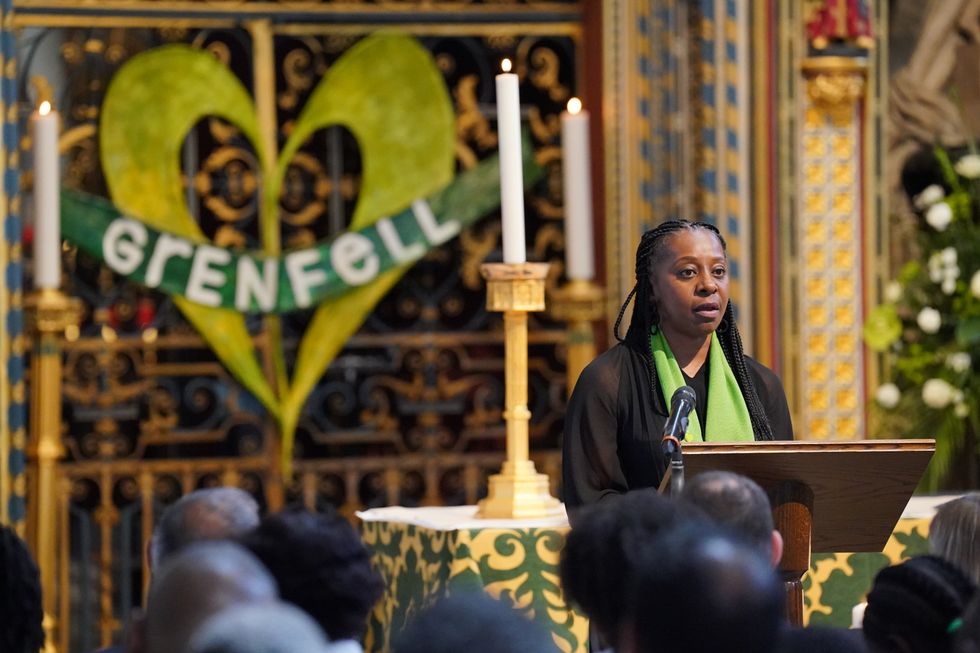 Marlene Anderson, the daughter of victim Raymond Bernard speaks at the Grenfell fire memorial service at Westminster Abbey in London, in remembrance of those who died in the Grenfell Tower fire on June 14 2018. Picture date: Tuesday June 14, 2022.