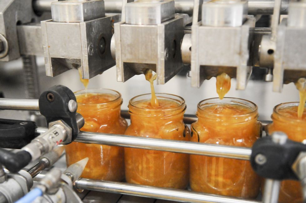 Marmalade being produced in a factory
