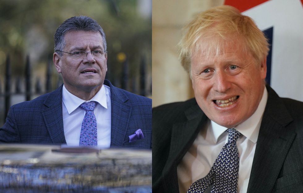 Maros Sefcovic and Boris Johnson