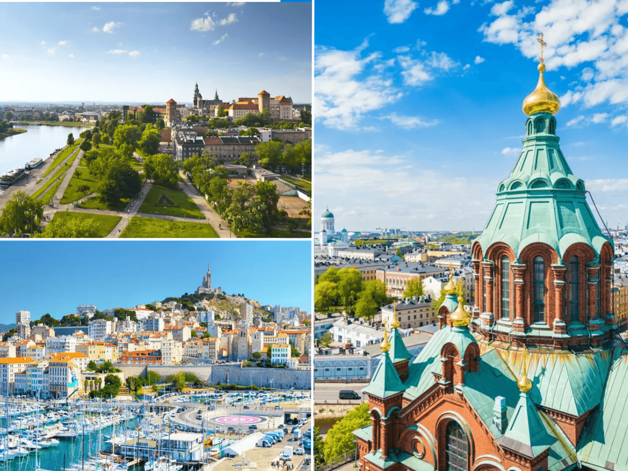 Marseille, France / Kraków city Poland / Helsinki, Finland