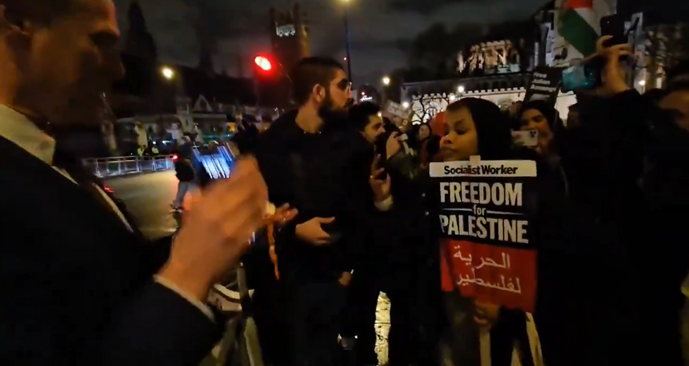 Martin Daubney was filmed interacting with protesters outside Parliament last night
