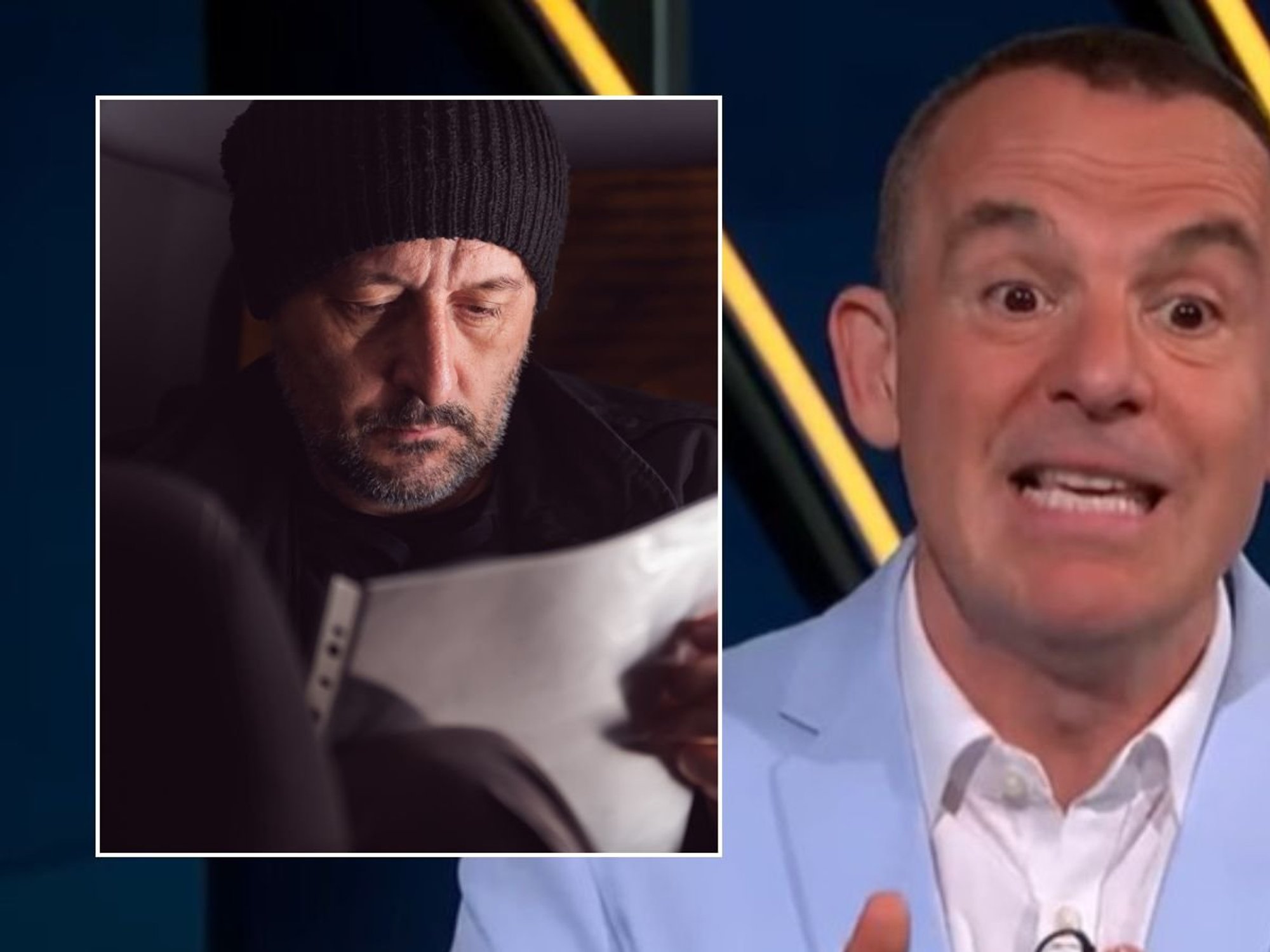 Martin Lewis and older man looking annpyed at letter