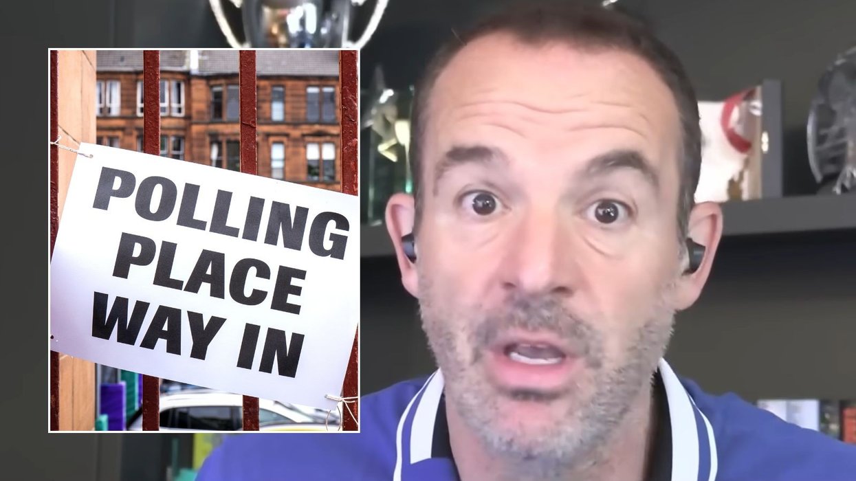 Martin Lewis and polling day sign