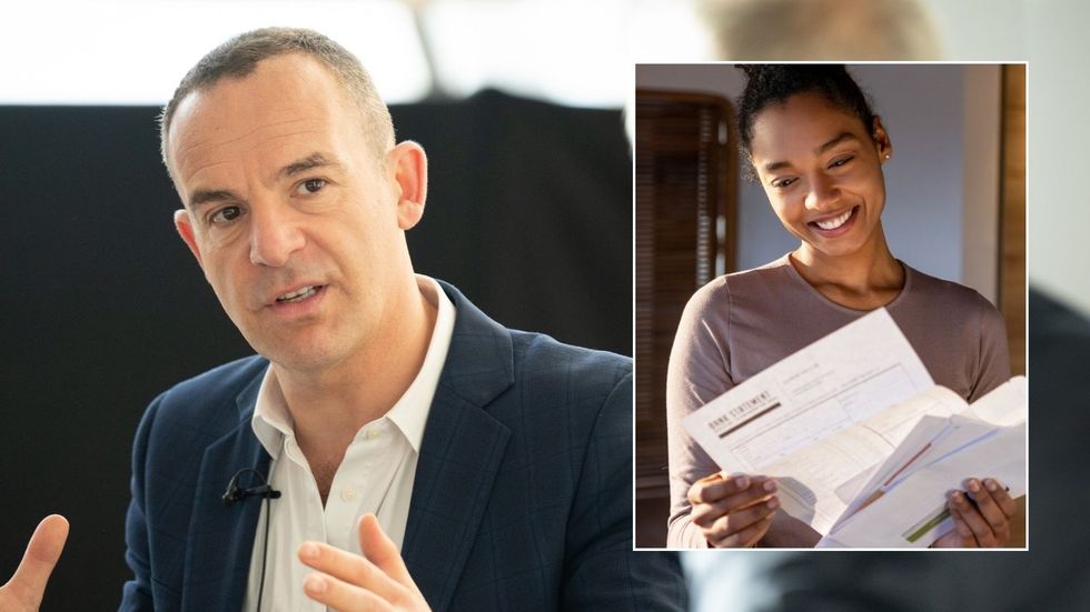 Martin Lewis and woman looking at bill