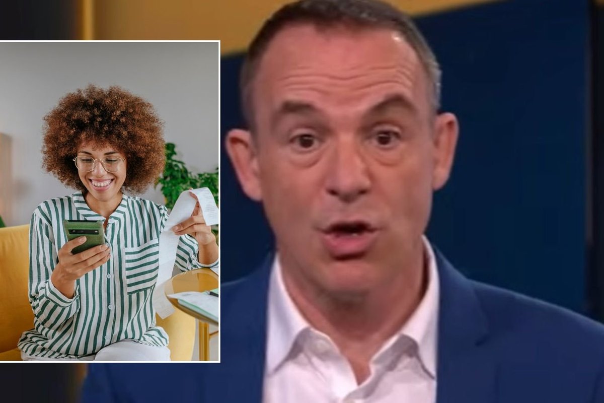 Martin Lewis and woman looking at bill