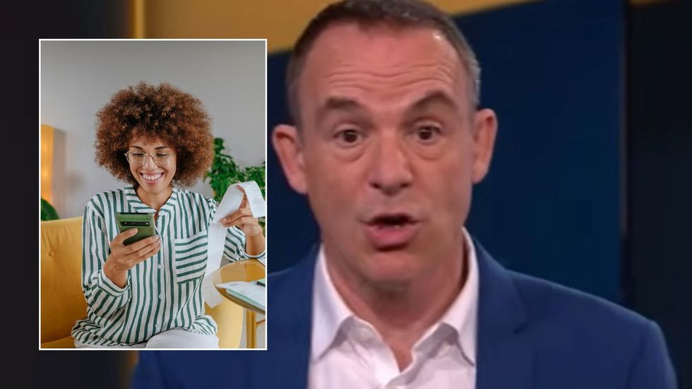 Martin Lewis and woman looking at bill