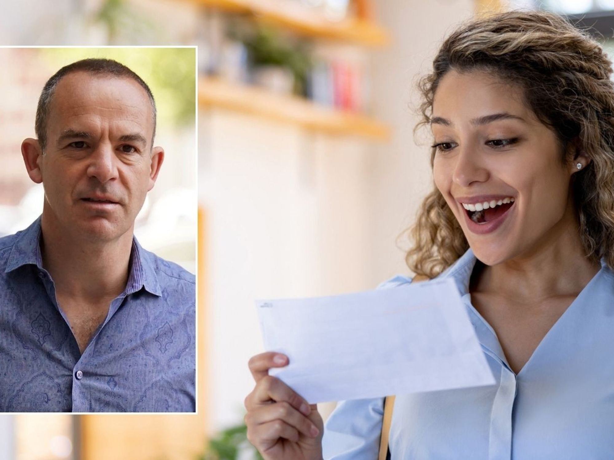 Martin Lewis and woman looking at letter