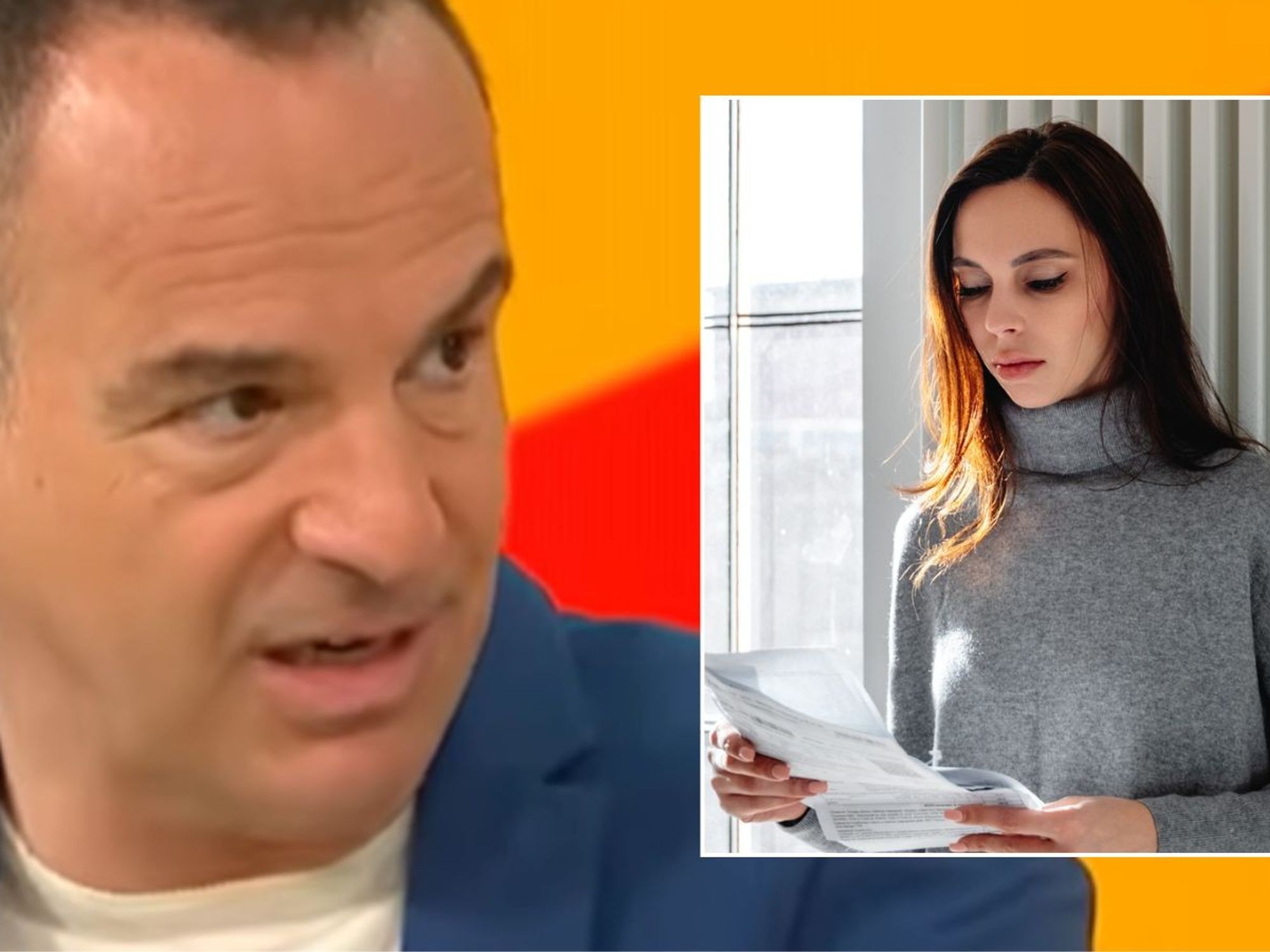 Martin Lewis and woman looking at letter