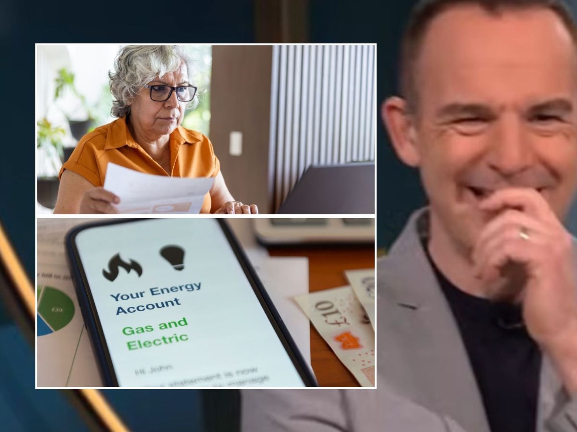 Martin Lewis, energy bull and woman on laptop