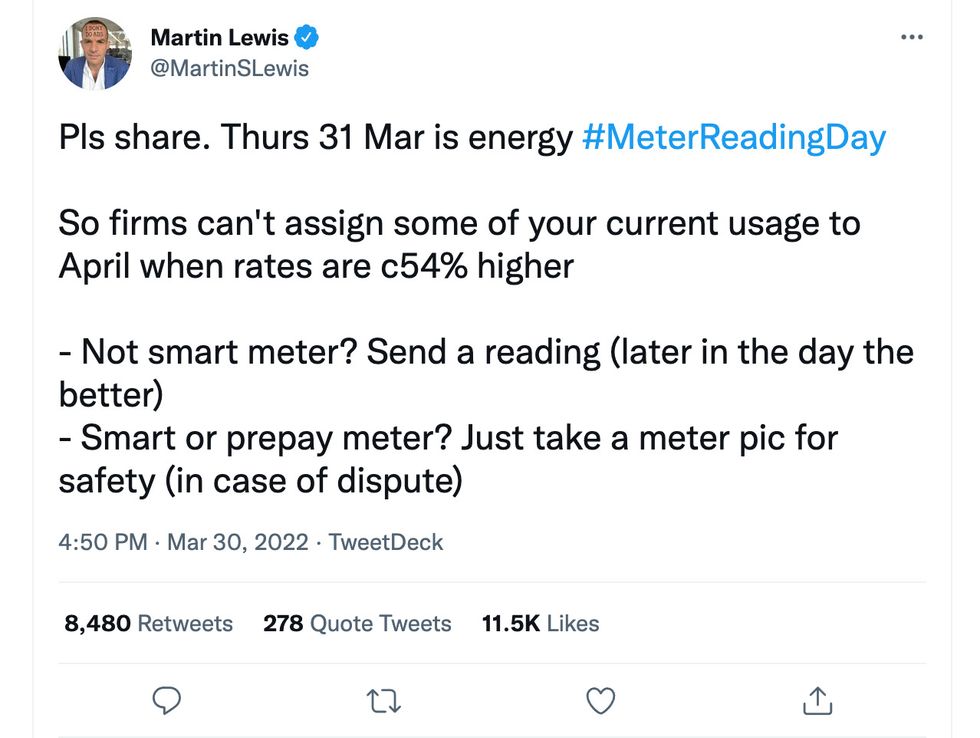 Martin Lewis posted his advice on social media