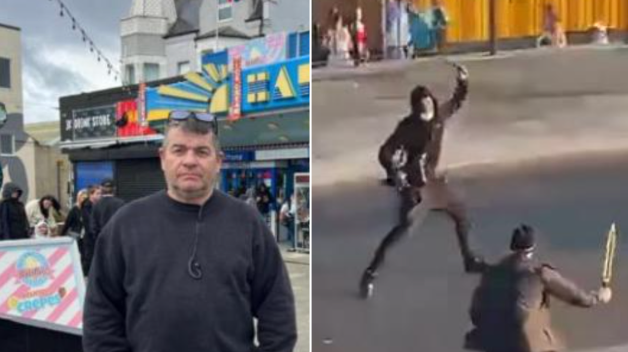 Martin Richardson (left), Knife attackers (right)