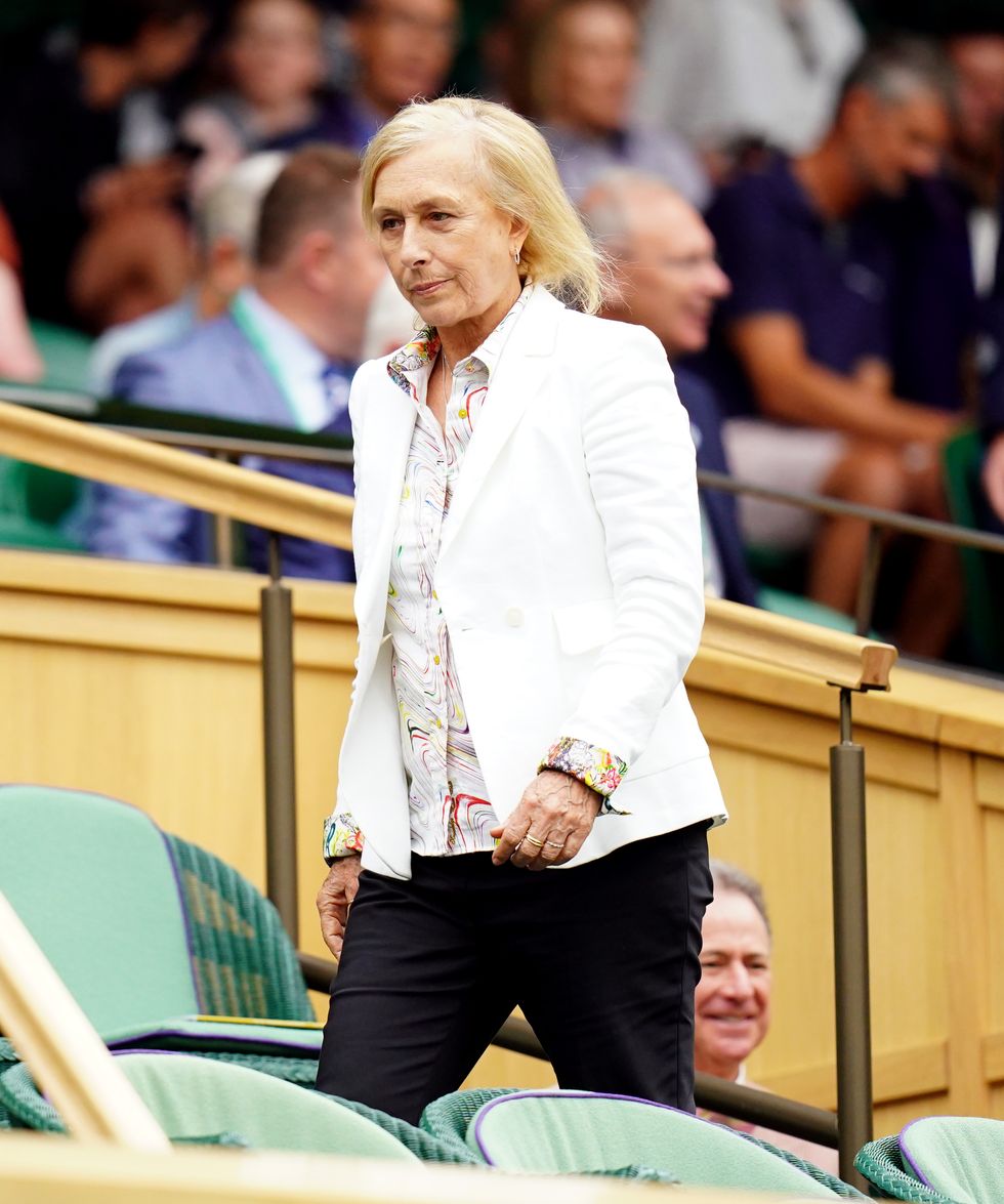 Martina Navratilova in the Royal Box on day one of the 2022 Wimbledon Championships at the All England Lawn Tennis and Croquet Club, Wimbledon. Picture date: Monday June 27, 2022.