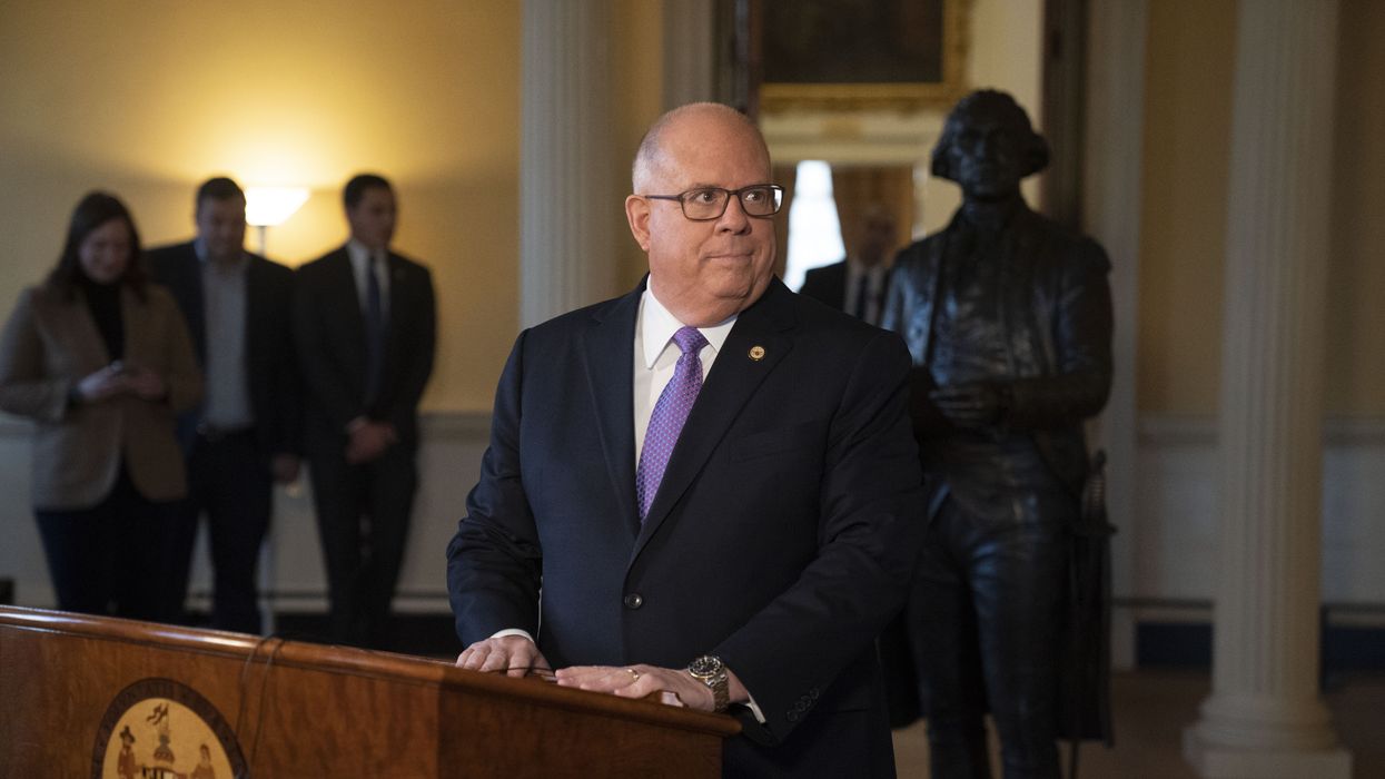 Maryland Governor Larry Hogan practices his farewell address