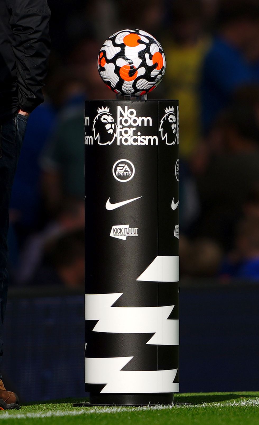 Match ball on a blinth prior to the Premier League match