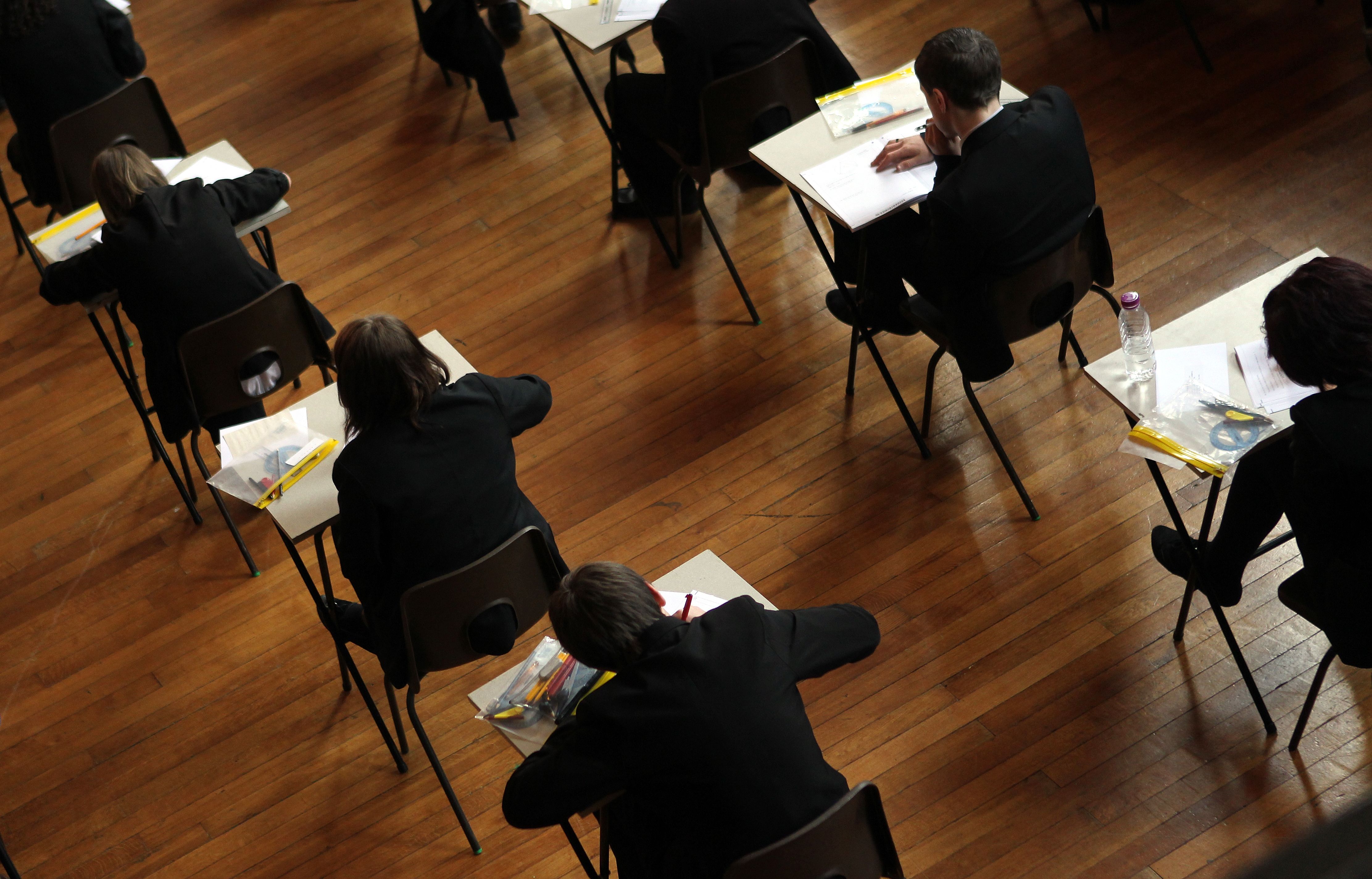 Maths exam in progress at Pittville High School, Cheltenham.