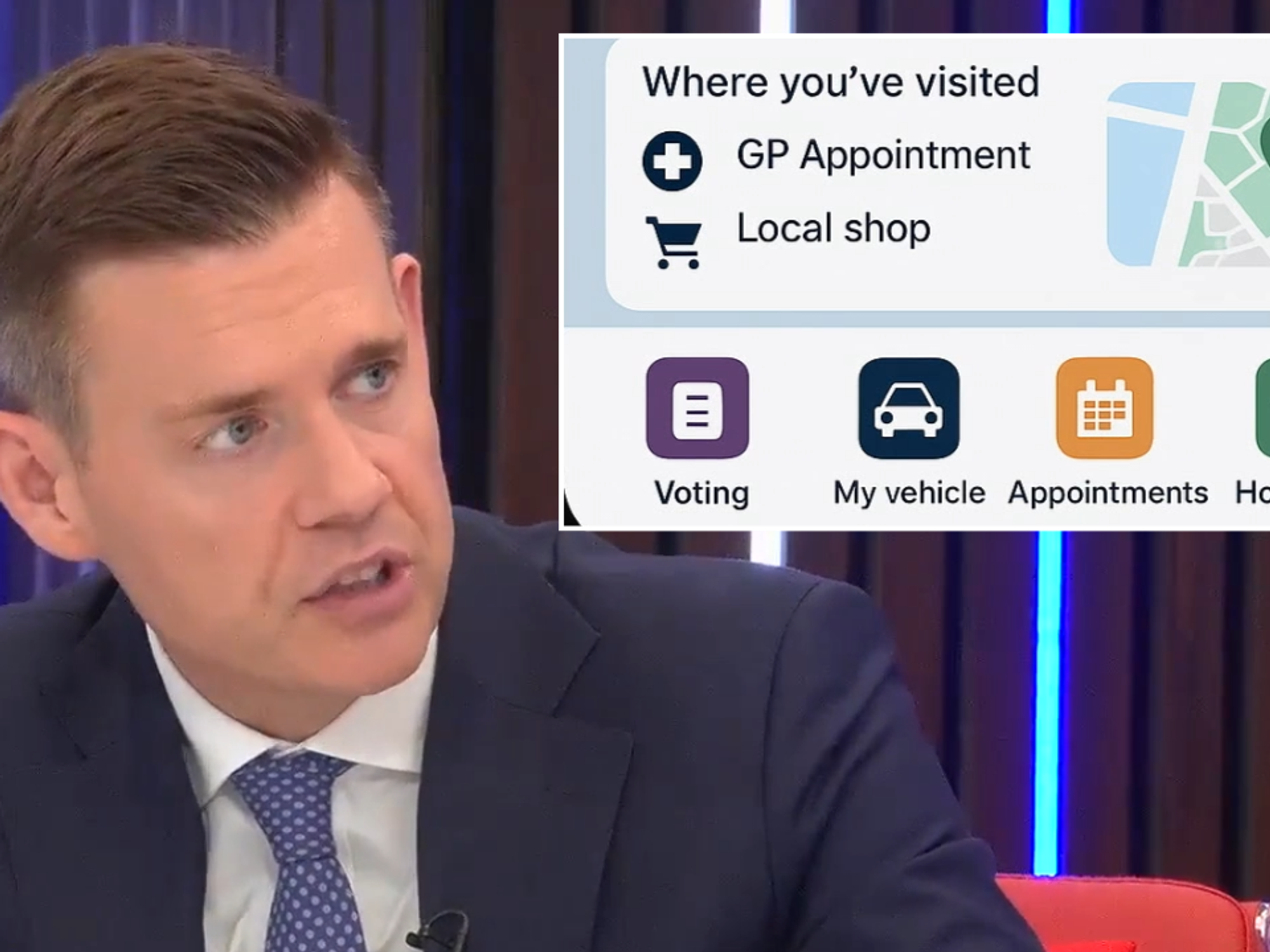 Matt Goodwin and a mock-up of what a digital ID might look like